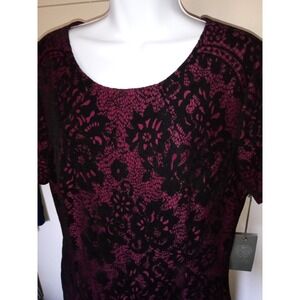 Vince Camuto Velvet Floral‎ Dress Size 16 Black Burgundy Party Witchy Whimsigoth